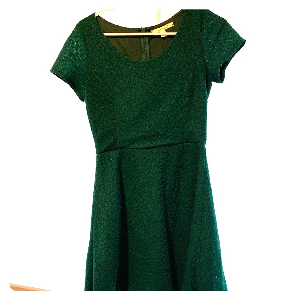 Green a line textured dress